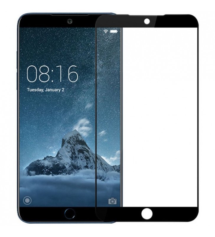 Захисне скло Silk Print для Meizu M15 Lite з чорною рамкою-0